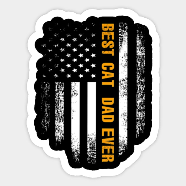 Best Cat Dad Ever American Flag Fathers Day Sticker by StuSpenceart